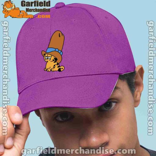 cowboy garfield smile on the day purple hat