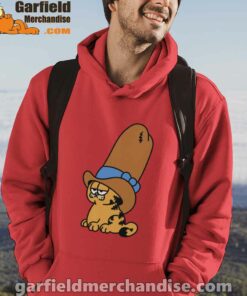 cowboy garfield smile on the day red men hoodie