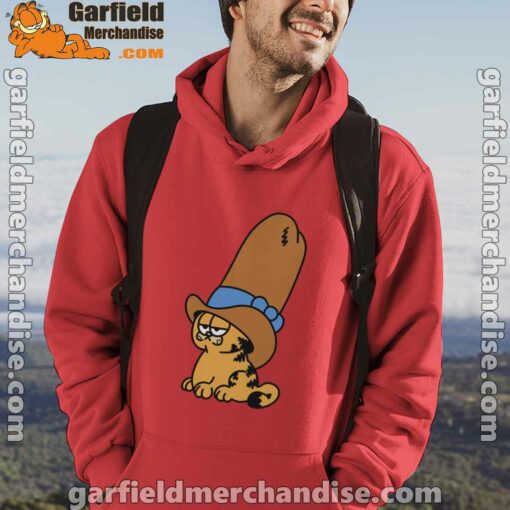 cowboy garfield smile on the day red men hoodie