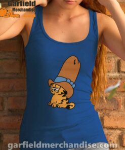 cowboy garfield smile on the day women's royal tank top