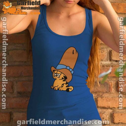 cowboy garfield smile on the day women's royal tank top