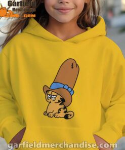 cowboy garfield smile on the day yellow hoodie for kid girl