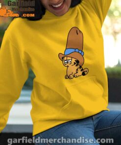 cowboy garfield smile on the day yellow hoodie for women