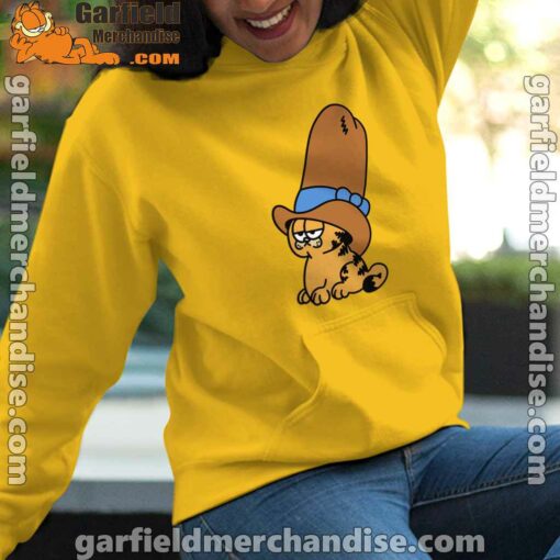 cowboy garfield smile on the day yellow hoodie for women