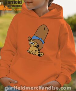 cowboy garfield smile on the day youth boy orange hoodie