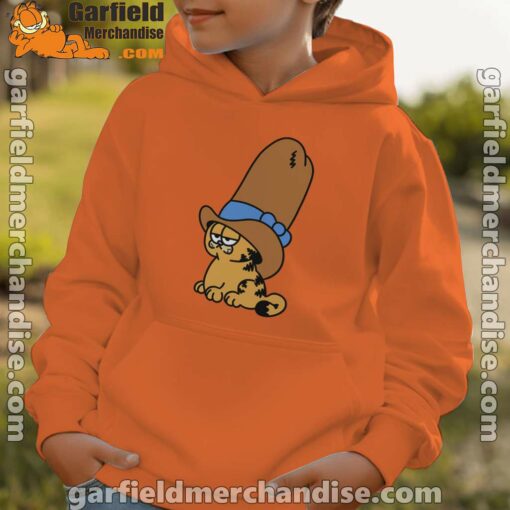 cowboy garfield smile on the day youth boy orange hoodie