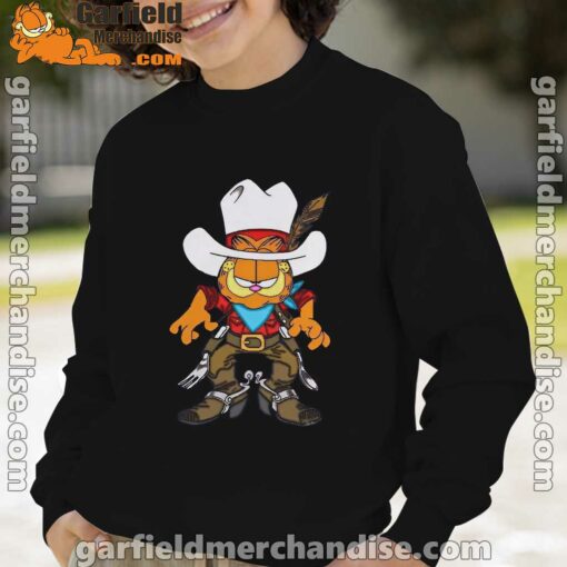 cowboy garfield what do need boy with black sweatshirt