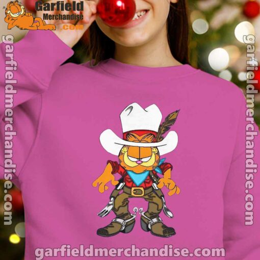 cowboy garfield what do need girl pink sweatshirt