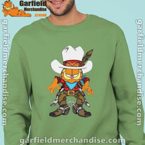 cowboy garfield what do need men green sweatshirts