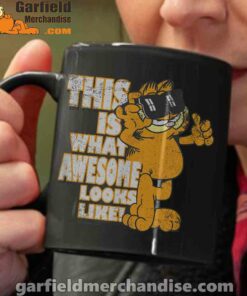 garfield awesome i’ve redefined the word black coffee mug