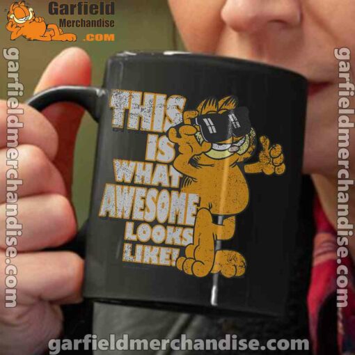 garfield awesome i’ve redefined the word black coffee mug