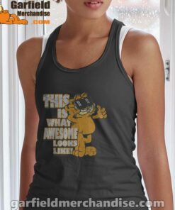 garfield awesome i’ve redefined the word black women tank top