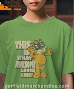 garfield awesome i’ve redefined the word female green tee for girl