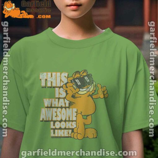 garfield awesome i’ve redefined the word female green tee for girl