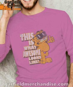 garfield awesome i’ve redefined the word male with pink long sleeve