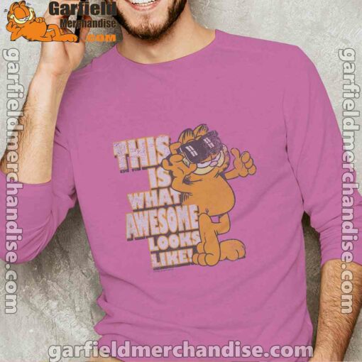 garfield awesome i’ve redefined the word male with pink long sleeve