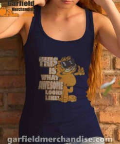 garfield awesome i’ve redefined the word navy tank top with women