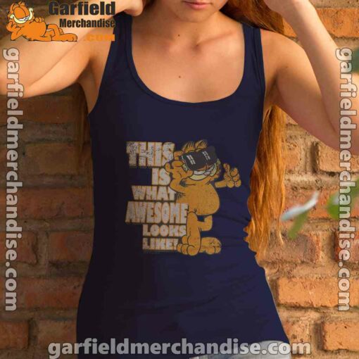 garfield awesome i’ve redefined the word navy tank top with women