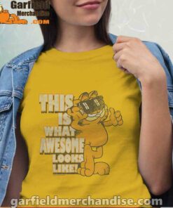 garfield awesome i’ve redefined the word women yellow shirt