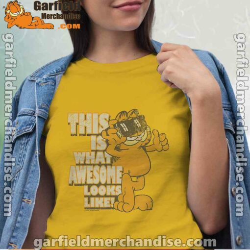 garfield awesome i’ve redefined the word women yellow shirt