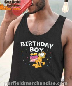 garfield birthday boy cake confetti celebration black men tank tops