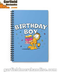 garfield birthday boy cake confetti celebration blue notebook