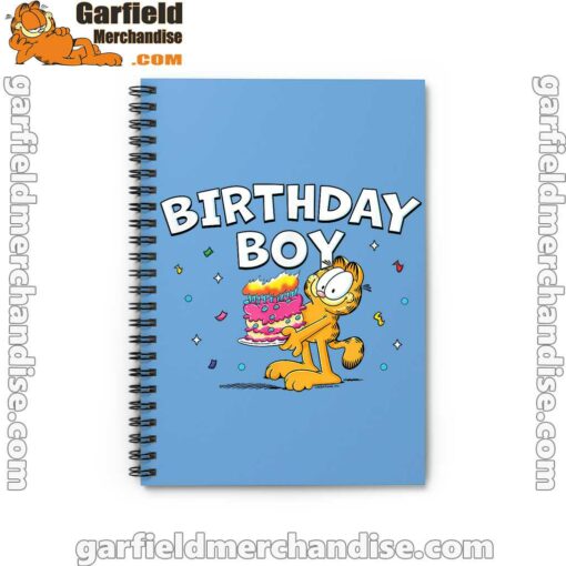 garfield birthday boy cake confetti celebration blue notebook