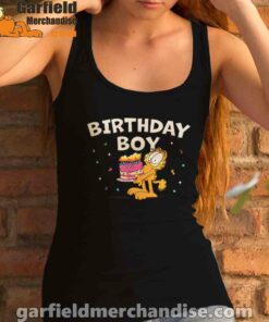 garfield birthday boy cake confetti celebration female tank top black women