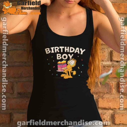 garfield birthday boy cake confetti celebration female tank top black women