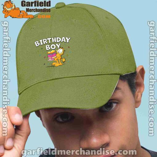 garfield birthday boy cake confetti celebration green hat