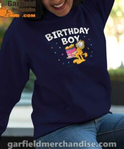 garfield birthday boy cake confetti celebration navy women hoodies