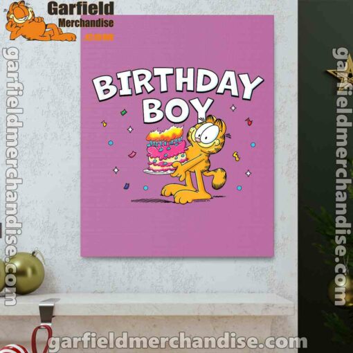 garfield birthday boy cake confetti celebration pink canvas