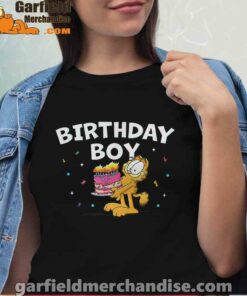 garfield birthday boy cake confetti celebration women black shirt