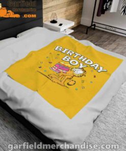 garfield birthday boy cake confetti celebration yellow blanket