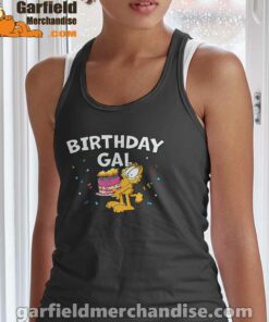 garfield birthday elebrating big chest black women tank top