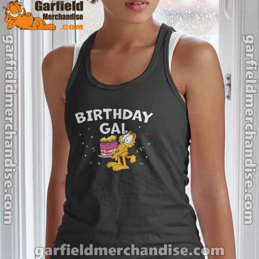 garfield birthday elebrating big chest black women tank top