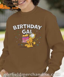 garfield birthday elebrating big chest brown sweatshirt for youth boy