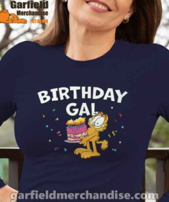 garfield birthday elebrating big chest navy long sleeve women