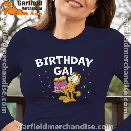 garfield birthday elebrating big chest navy long sleeve women