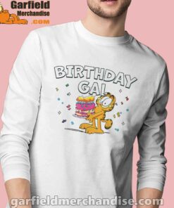 garfield birthday elebrating big chest white long sleeve with man