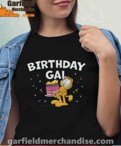 garfield birthday elebrating big chest women black shirt