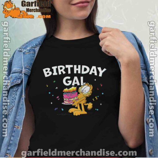 garfield birthday elebrating big chest women black shirt