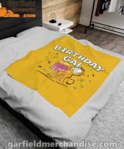 garfield birthday elebrating big chest yellow blanket