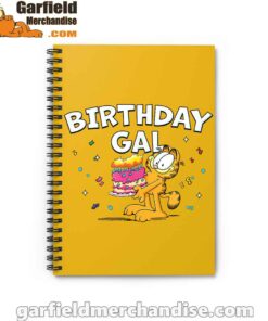 garfield birthday elebrating big chest yellow notebook