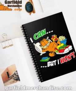 garfield can but wont black notebook