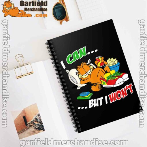 garfield can but wont black notebook