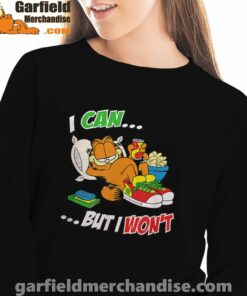 garfield can but wont black women sweatshirts