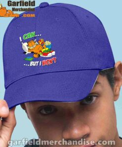 garfield can but wont blue hat