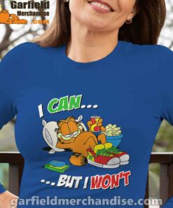 garfield can but wont blue long sleeve with women