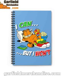 garfield can but wont blue notebook